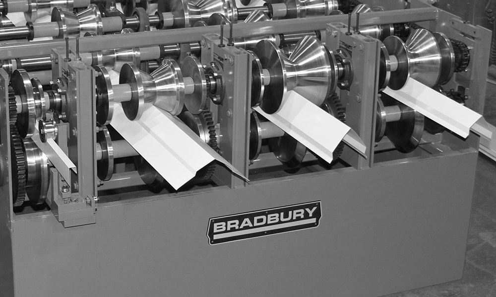 Bradbury Company trim roll former for metal building trim pieces